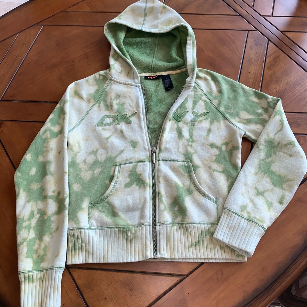 Vintage DKNY ACTIVE tie-dye zip hoodie size M